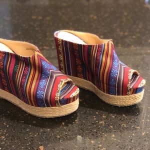 Chinese Laundry Canvas Wedge Platform Slides